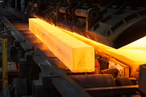Hot rolling of steel metal